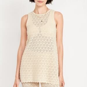 Old Navy Cozy Sleeveless Crochet Tunic Sweater